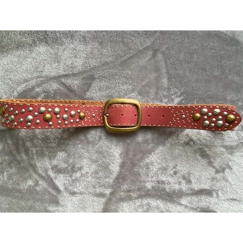 Belt Coastal Cowgirl Leather Studded Siver Gold USA 40"
